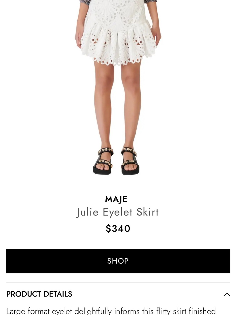 MAJE 🤍 Cropped White Eyelet Lace Two-Piece Set with Skirt size 6 - Picture 15 of 15